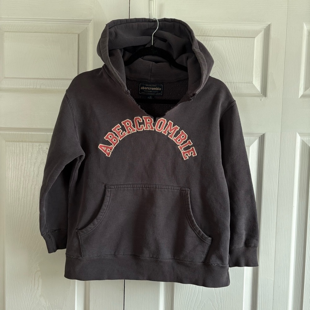 Vintage‎ Abercrombie Youth M Gray Sweatshirt Hoodie Logo Y2K Distressed Pinkman